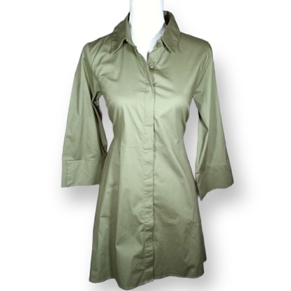 DENNIS BASSO ARMY GREEN SHIRT/TUNIC W/POCKETS SZ.S EUC